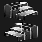 Janaden Acrylic Display Riser Stands Clear Acrylic Risers Shelf for Display, 3 Step Showcase Display Shelves, Acrylic Stands for Displaying POP Figures,Perfume,Cupcake,Desserts,Small Collectibles