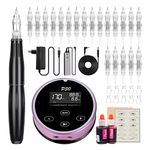 Biomaser Semi Permanent makeup machine with Compact power supply 20 Cartridge needles 2 bottles Microblading ink For Eyeline Lip Eyebrow For Beginner