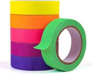 HTVRONT UV Blacklight Reactive Neon Tape, 6 Colors Neon Gaffer Tape, Fluorescent UV Black Light Glow in The Dark Tape for UV Party 0.6inch x 16.5ft x 6 Rolls