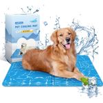 Nobleza Dog Cooling Mat, XL 110 x 70 cm Durable Leakproof Pet Cool Mat, Non-Toxic Gel Self Cooling Pads, Scratch-Resistant Cooling Bed Mattress for Extra Large Dogs Cats Puppy in Hot Summer, Blue