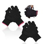 TSHAOUN 2 Pairs Heat Resistant Gloves for Hair Styling Professional Heatproof Glove with Silicone Non Slip Bump, Heat Protection Mitts for Hair Tools, Flat Iron and Curling Wand