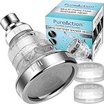 PureAction Water Softener Shower Head Filter for Hard Water - Chlorine & Fluoride Filter - Filtered Shower Head - High Pressure Rain Showerhead - 2 Replaceable Filters - Best Shower As Dry Skin & Hair