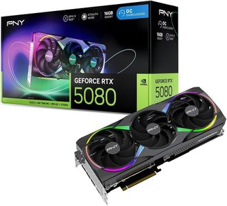 SamLng PNY NVIDIA GeForce RTX™ 5080 Epic-X™ ARGB OC Triple Fan, Graphics Card (16GB GDDR7, 256-bit, Boost Speed: 2775 MHz, PCIe® 5.0, HDMI®/DP 2.1, 2.99-Slot, NVIDIA Blackwell Architecture, DLSS 4)