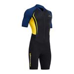 UJEAVETTE Mens Shorty Wetsuit Full Body Front Zip for Surf Spearfishing (XL, Yellow)