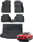 NIKALAIKA Floor Mats for 2024 Subaru Crosstrek All Weather Protection TPE Rubber Floor Liners for Subaru Crosstrek 2024 Accessories, Odorless Anti-Slip, 1st & 2nd Row Full Set, Black