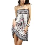 OCTOPUSIR Women Sleeveless Strapless Beach Sundress 2018 Ladies Summer Ethnic Bohemian Off Shoulder Floral Printed Bandeau Boobtube Casual Mini Cover Up Dress,Colour 6