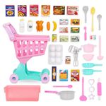 Battat – Shopping Cart & Grocery Set for Kids – Toy Food – Play Kitchen – Pretend Play – Ages 3 Years Old & Up – Shopping Day & Cookware Bundle