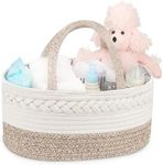 Ausale Baby Diaper Caddy Organizer, Cotton Rope Diaper Basket Caddy, Foldable And Portable Storage Basket, Nursery Storage Bin and Car Organizer for Diapers and Baby Wipes