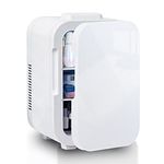 TUKAILAi Mini Fridge 10L Portable Compact Fridge, AC/DC Power Quiet Cooler & Warmer for Skincare Food Drinks, Small Fridges Low Noise Quite for Bedroom Car Office Travel,White