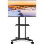 TVON Mobile TV Stand on Wheels for 32-70 Inch LCD LED Flat Panel Plasma TVs, Corner TV Floor Stand with Shelf Height Adjustable TV Trolley Max VESA 400x400mm up to 40 kg, Black