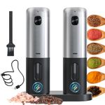 SOJOYFUL Electric Salt and Pepper Grinder Set with Charging Storage Base, Electric Pepper Mill,Rechargeable Salt and Pepper Grinder Combo with Adjustable Coarseness Ceramic Grinding Core (Pack of 2)