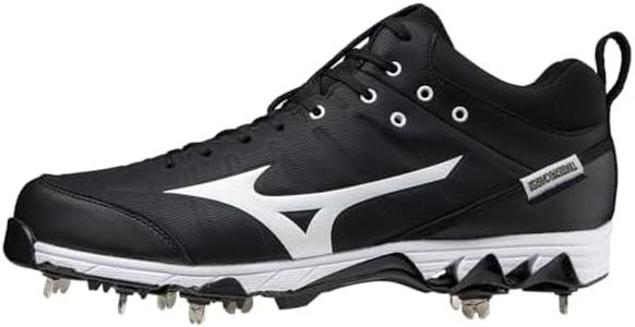 Mizuno Unisex Adult Ambition 2 Mid 9-Spike Mens Metal Baseball Cleat 9 (0900), Black-White (9000), 9 US