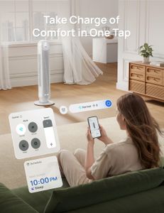 Dreo Smart Tower Fan – Silent 28dB Bladeless, 90° Oscillating, WiFi/Alexa, 4 Speeds, White