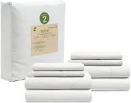 LANE LINEN King Sheets 100% Organic Cotton Cooling Soft 8pc Percale - White