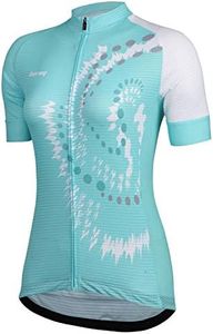 beroy Womens Cycling Jerseys with Short Sleeves,Girls Bike Short Sleeves with Three Pockets(M Green)