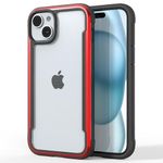 RAPTIC Shield for iPhone 15 Plus Case, Shockproof Protective Clear Case, Military Grade 10ft Drop Tested, Durable Aluminum Frame, Anti-Yellowing Technology Phone Case-6.7 inch, Red