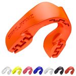 SAFEJAWZ Mouth Guard, Slim Fit Gum Shield for Juniors with Case, Easy Fit Remouldable Gumshield for Rugby, Boxing, MMA, Hockey, Karate & All Contact Sports Mouthguard (Child <11 Years, Orange)