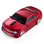 BKLNOG Wireless Car Mouse [Updated] with LED Headlights, 1600 DPI Sports Car Shaped Mouse for Mac, Computers, Red