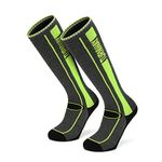 TurnWay 2-Pairs Ski Socks 85% Cotton Over The Calf (OTC) for Skiing, Snowboarding, Winter Outdoor Activities for Men & Women (Large, Green)