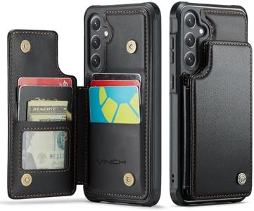 Vinich for Samsung Galaxy S24 FE Case with Card Holder, RFID Blocking Credit Slots Kickstand Shockproof Phone Cover for Women Men, Black