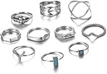 RINHOO FRIENDSHIP 10PCS Bohemian Retro Vintage Crystal Joint Knuckle Ring Sets Finger Rings (Style 3)