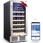 BODEGA 15 Inch Wine Cooler Under Counter, 25 Bottles Wine Fridge Refrigerator, with Double-Layer Glass Door, Temperature Memory and Digital Temperature Control, Built-in or Freestanding