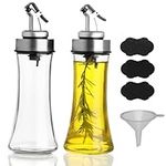 BELLE VOUS Olive Oil Dispenser Bottle Set (2 Pack) - Glass Oil & Vinegar Dispenser Set - 200ml Kitchen Olive Oil/Cooking Oil Pourers - Drizzle Spouts