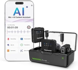 Haomuren AI Voice Recorder with Dual Wireless Lavalier Microphones, Transcribe & Summarize Meetings and Interviews, AI Note Taker for Professionals and Teams, Up to 118 Languages