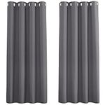 PONY DANCE Grey Blackout Eyelet Curtains 45 Inch Drop for Bedroom Thermal Insulated Curtains & Drapes Short Blackout Curtains for Window Treatment Kitchen/Caravan, 2 Panels, W46 X L54, Gray