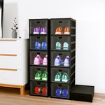 Kuber Industries (Pack of 2) Shoe Rack | Foldable Sneakers Box (5-Layer) Storage Organizer for Shoe, Slippers & Books | Storage Rack for Living Room | Multipurpose Cabinet Organizer | Matte Black