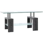 HOMCOM Rectangle Glass Coffee Table, 2-Tier Center Table with Tempered Glass Top and Storage Shelf for Living Room, Grey