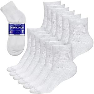 Debra Weitzner Diabetic Ankle Socks Mens Womens Non-binding Socks Loose Fit 12 Pairs White (size 10-13fits men's shoe size 8-12)