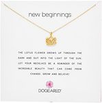 Dogeared "Reminders" New Beginnings Rising Lotus Gold Charm Necklace, 16" W/2"