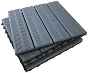 CLICK-DECK Composite Plus Decking Tiles | Patio, Balcony, Concrete, Hot Tub Deck Tiles | 30x30cm Square Connect Flooring | Easy Installation | Low Maintenance | Drainage (18x Deck Tiles, Grey)