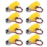 AEDIKO 8pcs TT Motor Dual DC 3-6V Gearbox Motor 200RPM Ratio 1:48 Shaft Motor with 2.54mm Wire for Smart Car Robot DIY