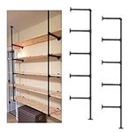 Industrial Wall Mount Iron Pipe Shelf Shelves Shelving Bracket Black Vintage Retro Ceiling Hung Shelf DIY Open Bookshelf Storage for offcie Room Kitchen (2PcsX5Tier,68" Tall,10" deep,Hardware Only)