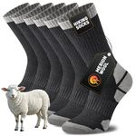 Niorasen Merino Wool Hiking Walking Socks for Men Women, Cushioned Anti Blister Performance Crew Socks for Sports Running, Cycling, Trekking, Work, Casual, Thicked Sock 3 Pairs