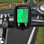 EXGUEACK Bike Computer Wired, Waterproof Bicycle Speedometer and Odometer with Back Light,19 Functions Cycle Pedometer with Large LCD Touch Screen for Outdoor Men Women Teens Bikers (Black)