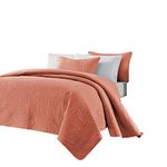 Chezmoi Collection Austin 3-Piece Oversized Bedspread Coverlet Set (King, Salmon), Polyester