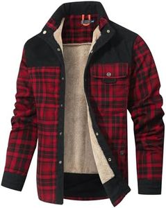 HYPESTFIT Men's Corduroy Plaid Sherpa Lined Flannel Shirt Jacket Fleece Coat