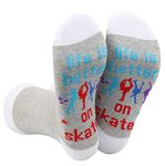 WZMPA Ice Skate Novelty Socks Skate Lover Gift Life Is Better On Skates Socks Figure Skating Merchandise For Women Girls, Better on Skates, Large