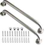 24 Inch Shower Grab Bars, ZUEXT 2 Pack Brushed Nickel Stainless Steel Bathroom Wall Grab Bar Handle, Shower Balance Bar, Safety Hand Rail Support, Handicap Elderly Senior Bath Grab Handle(1.25" Tube)