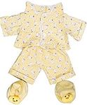 Stuffems Toy Shop Yellow Chicken Pajamas with Slippers Set Teddy Bear Clothes Outfit Fits Most 14"-18" Build-A-Bear, Vermont Teddy Bear,