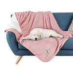 PETMAKER Waterproof Dog Blanket - 50x60-Inch Reversible Sherpa Dog Blanket for Couch, Bed, or Car - Protects from Spills, Stains, or Pet Fur (Pink)