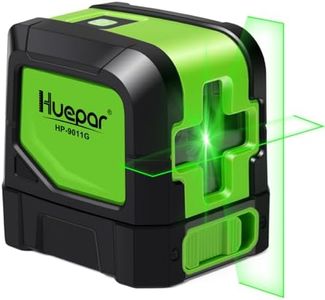 HUEPAR Laser Level, 100ft Self-Leveling Green Cross Line Laser for Picture Hanging, Tile, Decoration & DIY Indoor Construction – 360° Magnetic Base & Battery Included