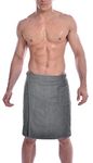 Gary Majdell Sport Men's Soft Cotton Knit Terry Cloth Spa and Bath Towel Wrap with Pocket, Grey