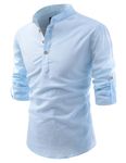 Univibe Cotton Full Sleeve Casual, Slim fit Shirt Style Short Kurta (Sky Blue, 42)