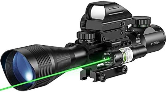 MidTen Riflescope Combo 4-12x50EG Dual Illuminated Optics & IIIA/2MW Laser Sight & 4 Holographic Reticle Red/Green Dot Sight & 20mm Scope Mount