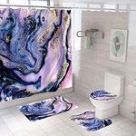 Marble Shower Curtain with Bath Mat