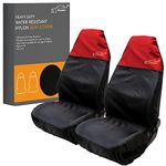 Xtremeauto Car Seat Covers Front Pair - Coloured Top Car Seat Cover Set, Heavy Duty Universal Fitting Set Of 2 Car Seat Protectors, Water Resistant Easy Clean Seat Covers For Car (Red)